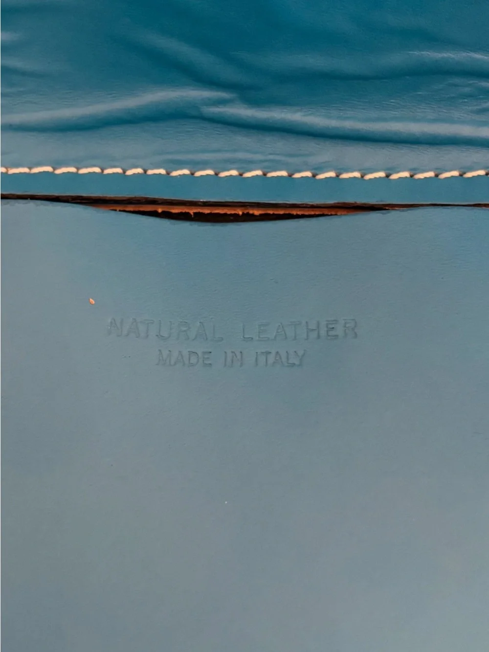 Blue Leather Laptop Bag with Front Pockets